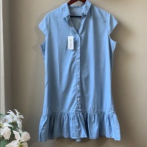 Belinda Boho Chambray Cap Sleeve Shirt Dress, M